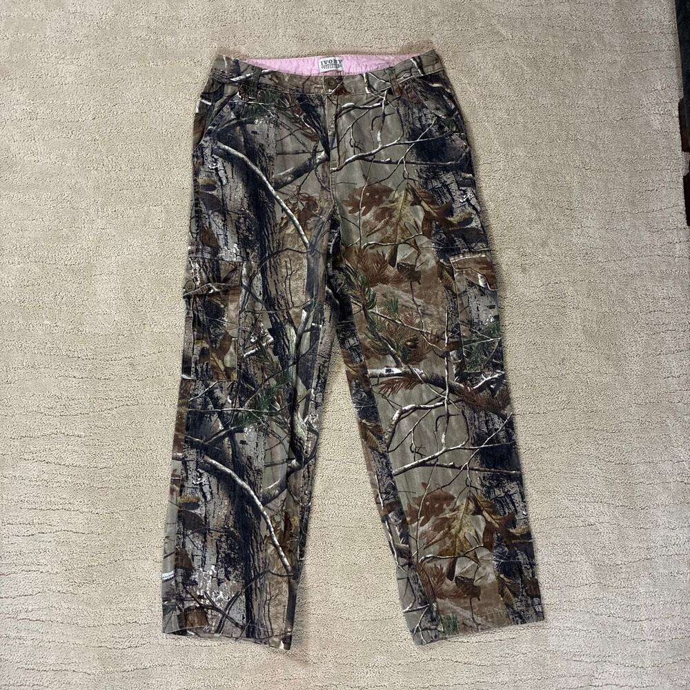 Y2K Ivory Outfitters 12 Camo Wide Leg Baggy High Rise Cargo Pants Utility Grunge